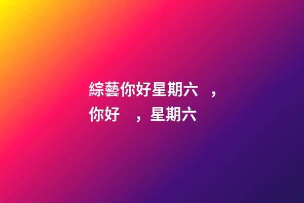 綜藝你好星期六，你好，星期六